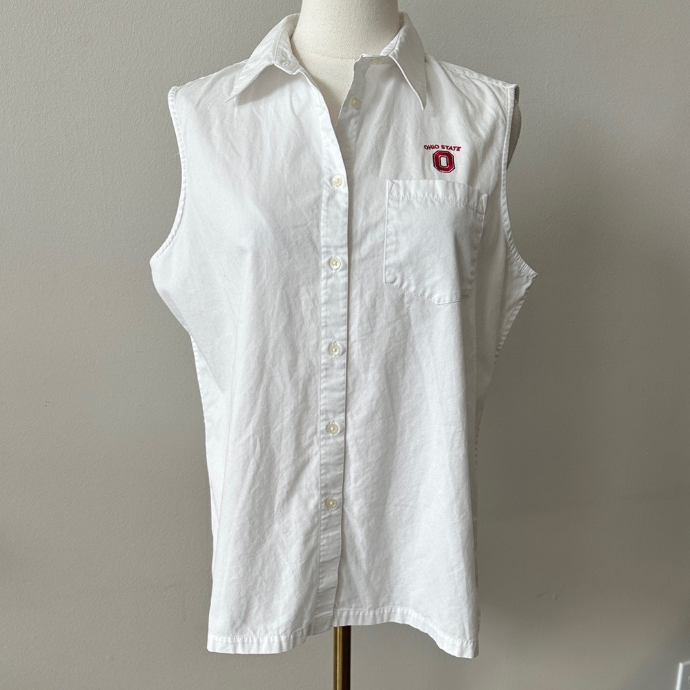 Cutter &‎ Buck Womens White Ohio State Embroidered Sleeveless Athleisure Top L